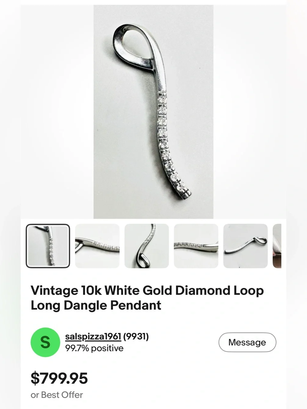 10k White Gold Journey Diamond Pendant